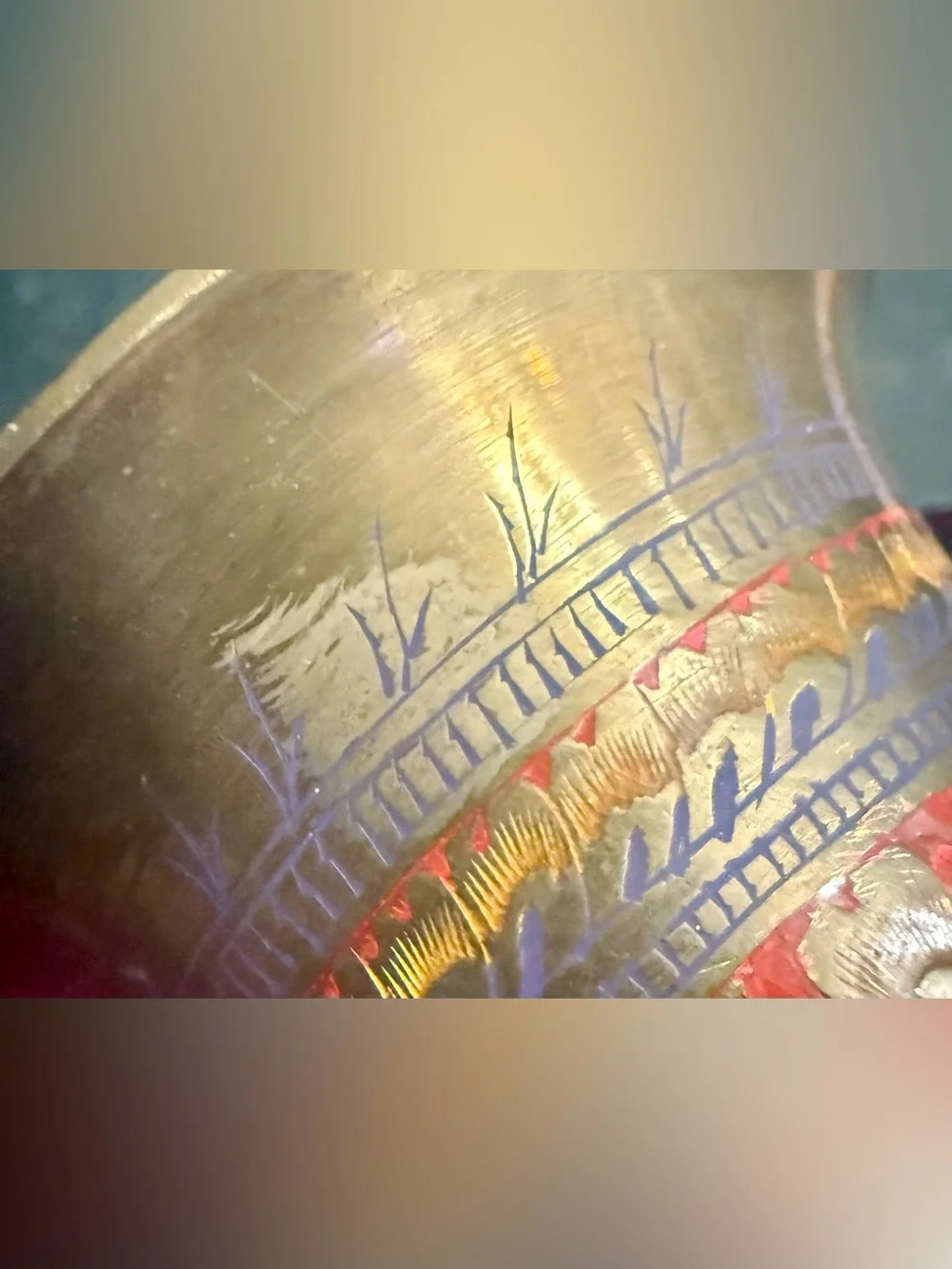 Vintage Chinese Cloisonné Brass Vase 11.5” Red Floral Enamel Asian Decor